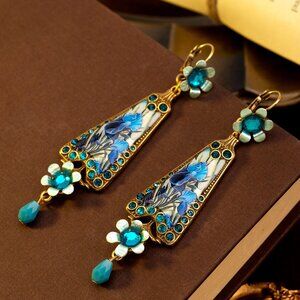 Vintage 1960s Silvertone Blue Thermoset Necklace Bracelet Set